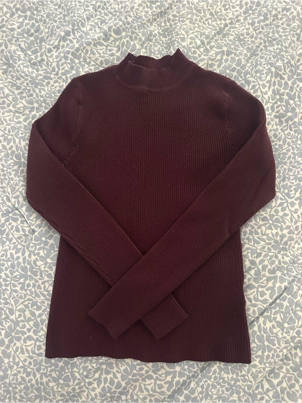 Women’s Ribbed Turtleneck Sweater in Burgundy